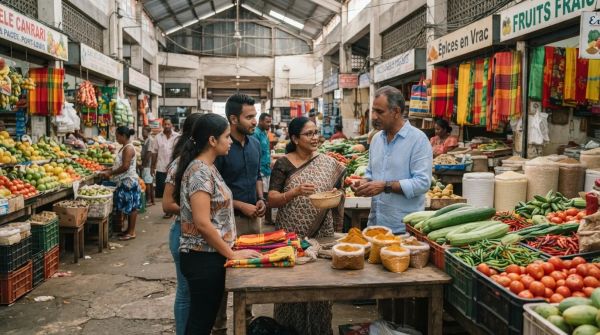 Découvrez l'ambiance colorée du marché central à Port-Louis